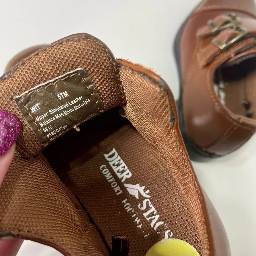 Deer Stags Double Strap Cap Toe Dress Shoes Congac Brown Size 5 Toddler Boy